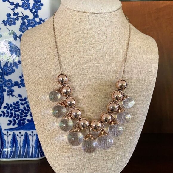 WHBM Lucite Sphere Drop Goldtone Statement Necklace - Picture 2 of 4